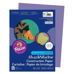 Pacon SunWorks 9" x 12" Construction Paper Violet 50 Sheets/Pack 10 Packs (PAC7203-10)