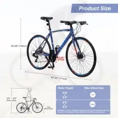 NicBex 700C Hybird Bike with Shimano 24-Speed Gears for Adults,City Bicycle with Aluminum Alloy Frame,Rigid Suspension,Disc Brake