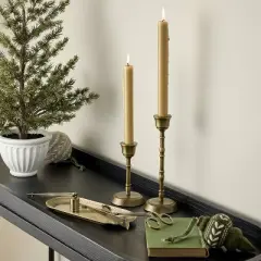 Brass Taper Candlesticks Antique Finish (Set of 2) - Hearth & Hand&trade; with Magnolia: Farmhouse Candle Holder Set