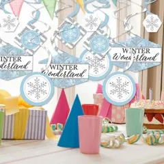 Big Dot of Happiness Winter Wonderland - Snowflake Holiday Party and Winter Wedding Hanging Decor - Party Decoration Swirls - Set of 40