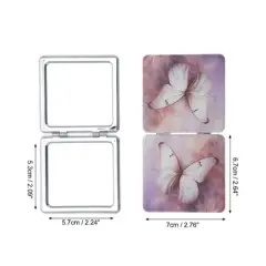 Unique Bargains Folding Retro Butterfly Makeup Mirror Purple Pink 1 Pc