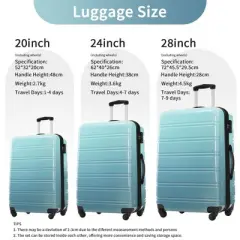 Kumasinova 3Pcs Hardshell Spinner Luggage,Expandable Checked Suitcase with TSA Lock,Airline-Approved,Lightweight ABS Suitcase,20"24"28"