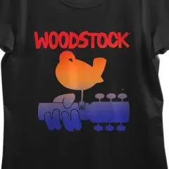 Woodstock Double Sided Poster Art Women's Black Short Sleeve Sleep Shirt