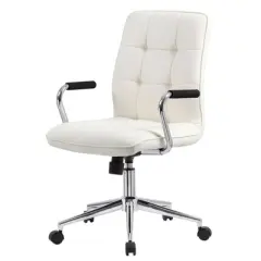Modern Office Chair with Chrome Arms White - Boss Office Products