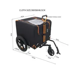 Racxily Pet Bike Trailer Dog Cart, for Small, Medium Pets, Easy Folding Cart Frame, Quick Release Wheel, Non-Slip Floor, Internal Leash