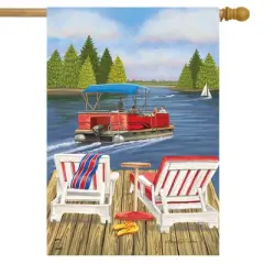Dockside Summer House Flag Nautical Paddleboat 28" x 40" Briarwood Lane