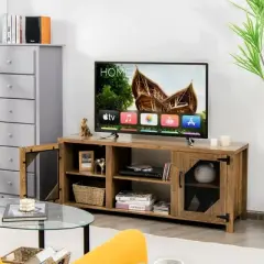 Costway TV Stand Entertainment Media Center for TVs up to 65'' w/Steel Mesh Doors