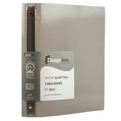 JAM PAPER Plastic 1.5 inch Binder - Smoke Grey 3 Ring Binder - Sold Individually