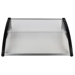 Front Door Canopy, Porch Canopy Outdoor 100 x 80 Cm Curved Transparent Plate + Black Bracket