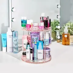 Sorbus 360 Rotating Makeup Organizer - Spinning cosmetics organizer, Adjustable Shelves for Make Up, Perfume & more (Pink)