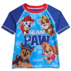 Paw Patrol Rubble Marshall Chase Pullover Rash Guard and Swim Trunks Outfit Set Toddler 