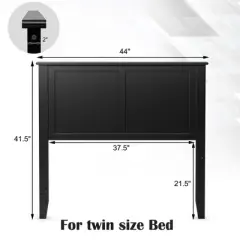 Costway Twin Wood Headboard Flat Panel Pre-drilled Holes Height Adjustment