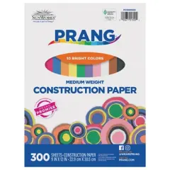 Prang&reg; Construction Paper, 10 Assorted Colors, 9" x 12", 300 Sheets Per Pack, 2 Packs