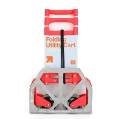 Folding Utility Cart - up&up&trade;: Aluminum Rolling Dolly with Wheels, Universal Storage, No Assembly Required, Red