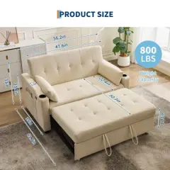 Jojoka 3 in 1 Convertible Sleeper Sofa Bed, Corduroy Futon Couches with Pull-Out Bed