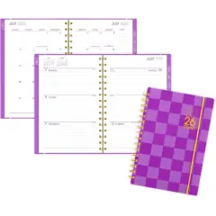 Mead 8.72"x6.02" 2025-2026 Small Color Pop Purple Check Planner
