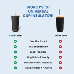 FrostBuddy To-Go Buddy Insulated Cup Holder | Fits All Sizes of Hot & Cold To-Go Cups | 32oz Stainless Steel Tumbler