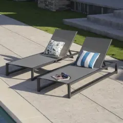 Christopher Knight Home Draven Outdoor Mesh and Aluminum Armless Adjustable Chaise Lounge (Set of 2)