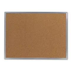 UNIVERSAL Bulletin Board Natural Cork 24 x 18 Satin-Finished Aluminum Frame 43612