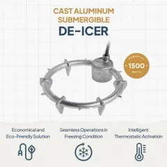 Farm Innovators Ice Chaser Cast Aluminum Submergible Tank De-Icer w/Heavy Duty and Anti Chew Cord Protector Patio, Lawn, and Garden, 2 Pack, Silver