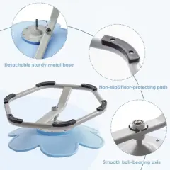 ROBOTIME Accent Chairs Kids Sensory Swivel Chair, Kid Swivel Chair With Non-Slip Design, Flower Shape Wobble Chair, Blue, 19.7"*19.7"*16.1"