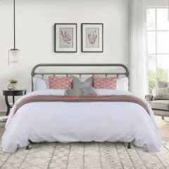 King Kirkland Metal Headboard with Frame Aged Pewter - Hillsdale Furniture