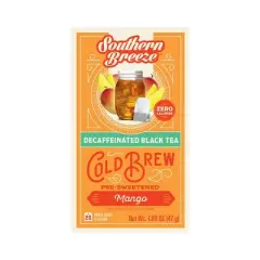 Southern Breeze Decaf Cold Brew Sweet Tea Mango Iced Tea with 20 Individually Wrapped Tea Bags, Pack of 4