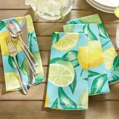 Lemon Grove Indoor/Outdoor Spring/Summer Cloth Napkins, Set of 4  - Multicolor - 17x17 - Elrene Home Fashions