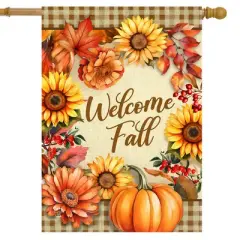 Briarwood Lane Double Sided House Flag 40x28 For Outdoor Welcome Fall Flowers For Fall House Flag