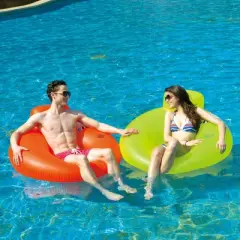 Pool Central 48" Inflatable 1-Person Water Sofa Swimming Pool Inner Tube Lounger Float - Orange