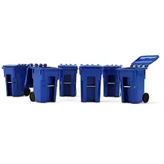 Set of 6 Blue Garbage Trash Bin Containers Replica 1/34 Models by First Gear