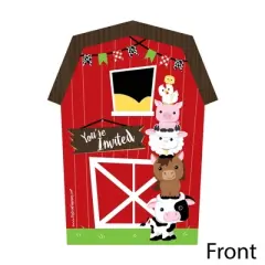 Big Dot of Happiness Farm Animals - Shaped Fill-in Invitations - Baby Shower or Birthday Party Invitation Cards with Envelopes - Set of 12