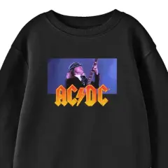 ACDC Logo and Angus Young Youth Black Crew Neck Sweatshirt