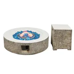 42/56 inch Outdoor Magnesium Oxide Fire Pit Table Propane for Outside Patio with Tank Cover