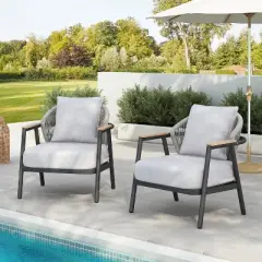 Christopher Knight Home Simone Modern Outdoor Rope Club Chair with Thick Cushions