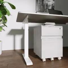 Rolling 2 Drawer Vertical File Cabinet with Lock and Storage Gray - Techni Mobili