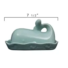 Storied Home Coastal Stoneware Whale Shaped Butter Dish