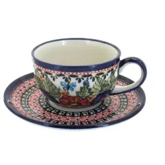 Blue Rose Polish Pottery 883-883 Zaklady Cup & Saucer