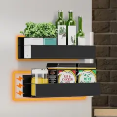 Cheer Collection Set of 2 Heavy-Duty Magnetic Spice Storage Organizers