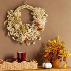 Asymmetrical Floral Preserved Fall Wreath - Threshold&trade;