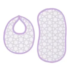 Bacati - Petals/Floral Muslin 4 pc set of Bibs & Burp Cloths Set Lilac