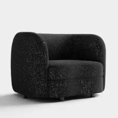 HOMES: Inside + Out Pinehush Boho Boucle Fabric Accent Barrel Armchair