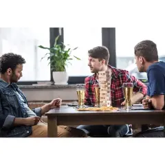 WE Games Wood Block Stacking Party Game That Tumbles Down when you play - Includes 12 in. Wooden Box and die