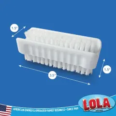 Lola Products "Classic" Hand & Nail Brush, 2 Sided - Soft & Stiff, Long-Lasting, Comfortable No-Slip Grip, Cleans Hands & Fingernails, White, 1 Pack