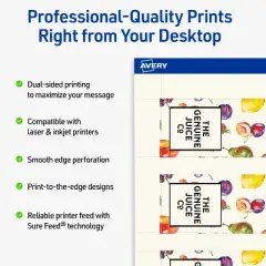 Avery Printable Rectangle Price Tags, Sure Feed Technology, 1-1/2" x 3", Matte Ivory Cardstock, Print-to-The-Edge, Laser/Inkjet Printable, 100 Total