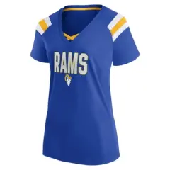 NFL Los Angeles Rams Women's Authentic Mesh Short Sleeve Lace Up V-Neck Fashion Jersey