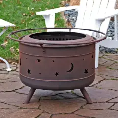 Sunnydaze Cosmic Outdoor Wood-Burning Steel Smokeless Fire Pit for the Backyard - Bronze - 30"