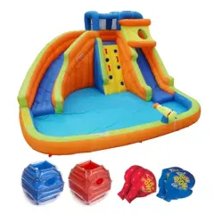 Banzai Drop Zone Inflatable Water Park for Kids Ages 5 Years and Up and Battle Bop Combo Pack w/ Inflatable Gloves & Body Bumpers, 2 Pairs Each