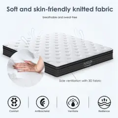 PAGED King Size Mattress Hybrid Mattress with Individually Pocketed Innerspring, Medium Firm for Bedroom