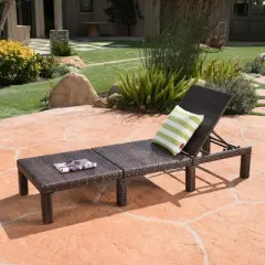 Jamaica Wicker Patio Chaise Lounge - Brown - Christopher Knight Home: Weather-Resistant Iron Frame, 250lb Capacity